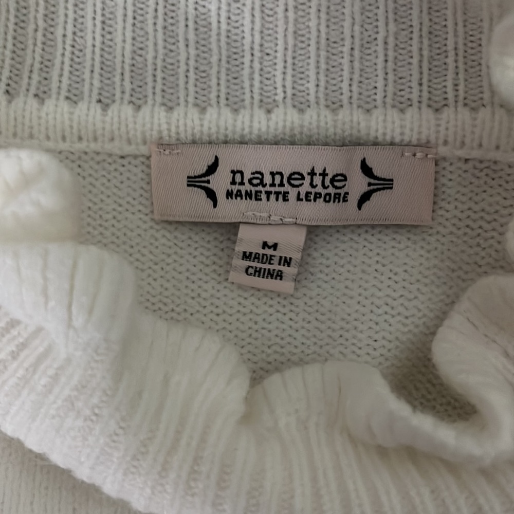 Nanette Lepore white patterned sweater Size M New without tags - Picture 5 of 6